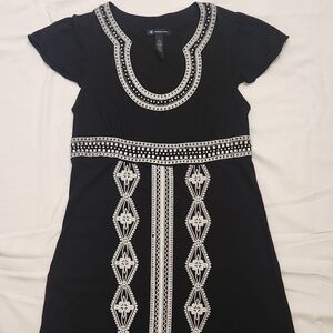 INC INTERNATIONAL CONCEPTS WOMEN'S EMBROIDERED BLACK DRESS W/ BEADING DETAILS, L